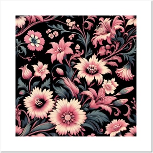 Pink Floral Motif Posters and Art